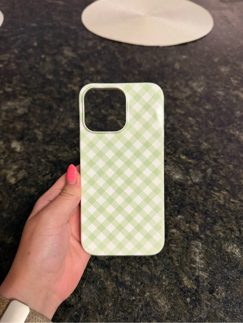 Casely IPhone 16 Pro Max Green Gingham Case